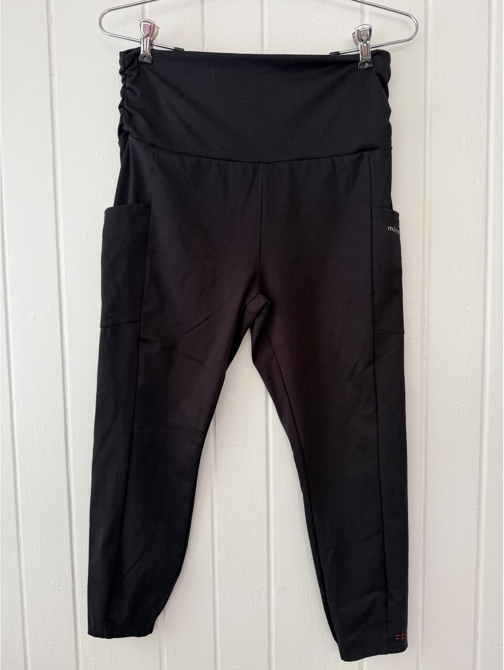 Peace Love World Black High Waist Leggings with Side Pockets, Size Large